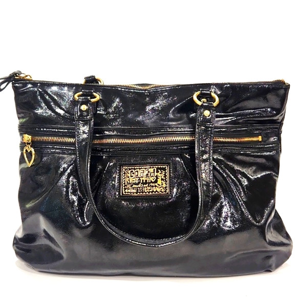 Coach F-20004 Daisy Liquid Gloss Black Patent Leather Shoulder Bag Tote Purse - Picture 16 of 16